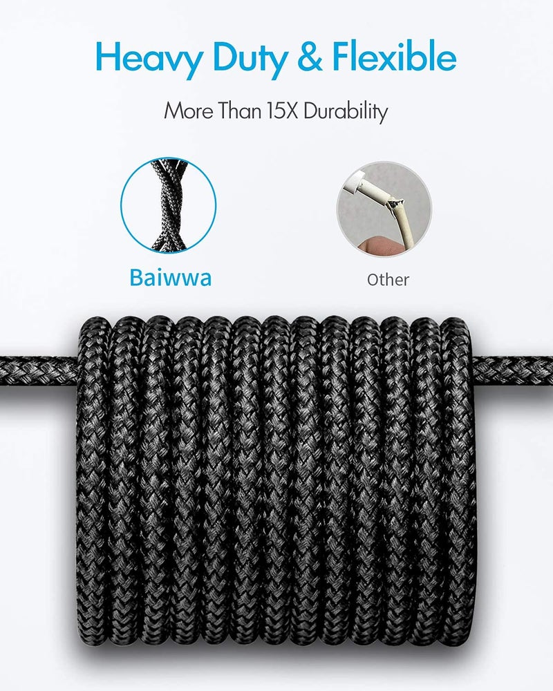 Baiwwa Long USB C Cable 20ft, USB A to Type C Cable Charger Cord Premium Nylon Braided for iPhone 16 15 Series Samsung Galaxy Note Tab, Moto, LG, Pixel and More USB C Smartphone & Tablet - Image 4