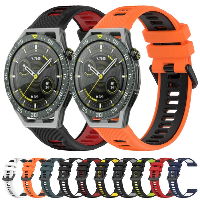 erorex For Huawei Watch 3 Pro 22Mm Sports Two-Color Silicone Watch Band(Black+Grey) - Image 3