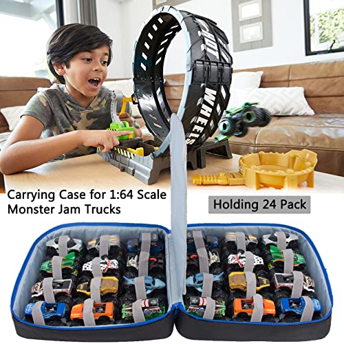 KISLANE Carrying Case for 24 Monster Jam Trucks, Kids Toy Truck Storage Compatible with 24 Monster Jam Trucks, Holding for 1:64 Scale Monster Jam Trucks (No Accessories Included) - Image 2