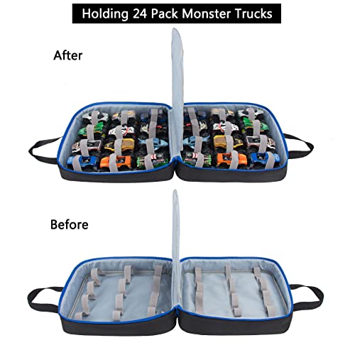 KISLANE Carrying Case for 24 Monster Jam Trucks, Kids Toy Truck Storage Compatible with 24 Monster Jam Trucks, Holding for 1:64 Scale Monster Jam Trucks (No Accessories Included) - Image 3