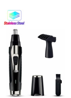Nose Hair Trimmer and Ear Hair Trimmer, Professional Painless Eyebrow & Facial Hair Trimmer for Men Women, Battery-Operated Trimmer, Dual Edge Blades for Easy Cleansing (Black)