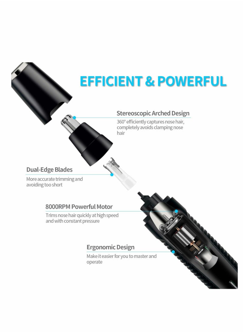 KASTWAVE - Nose Hair Trimmer and Ear Hair Trimmer, Professional Painless Eyebrow & Facial Hair Trimmer for Men Women, Battery-Operated Trimmer, Dual Edge Blades for Easy Cleansing (Black) - Image 1