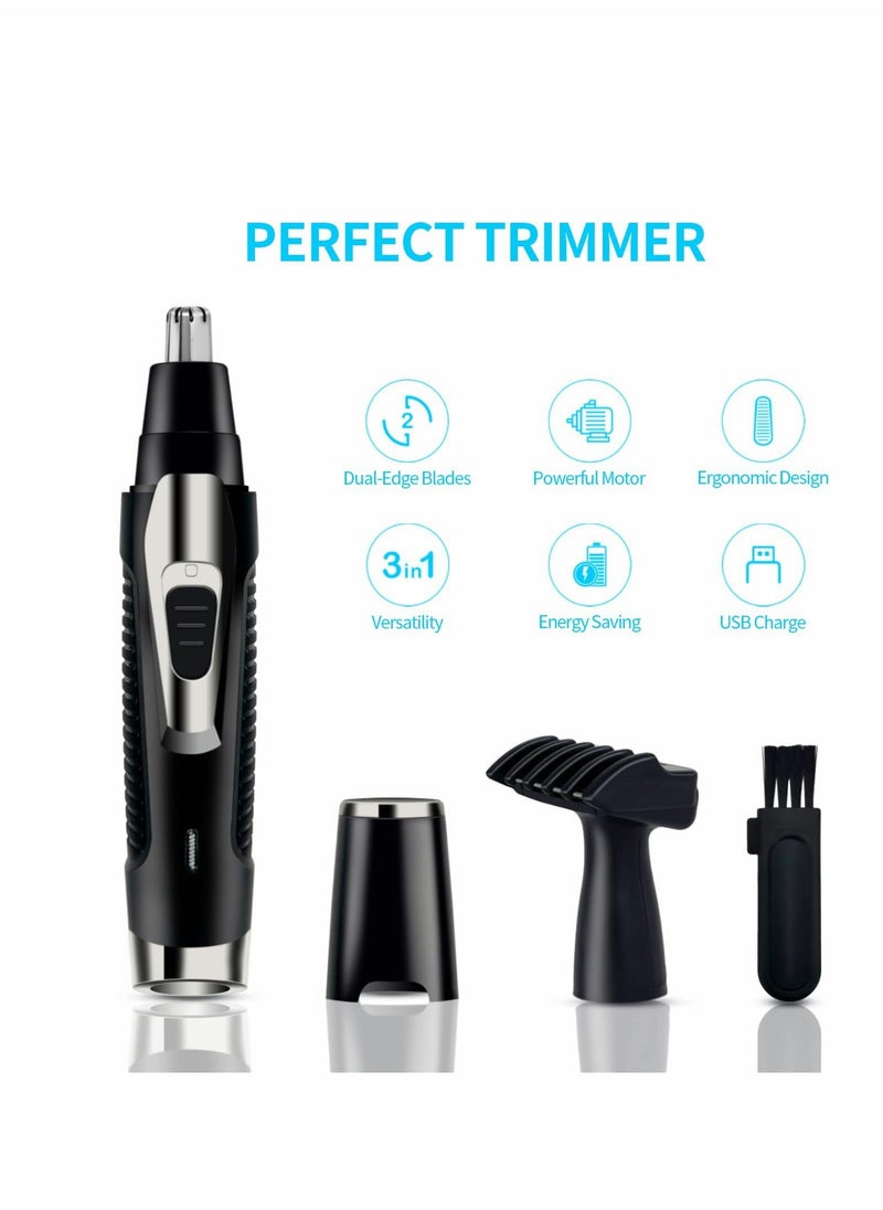 KASTWAVE - Nose Hair Trimmer and Ear Hair Trimmer, Professional Painless Eyebrow & Facial Hair Trimmer for Men Women, Battery-Operated Trimmer, Dual Edge Blades for Easy Cleansing (Black) - Image 1