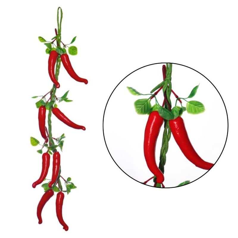 SINGAA Artificial Fruits Strings |Fruit Chain| for Home, Office, Garden, Shops, Wall Hanging, Reception, Photography and Events Decoration - 60 CM (Multicolour) (RED Chilli) - Image 2