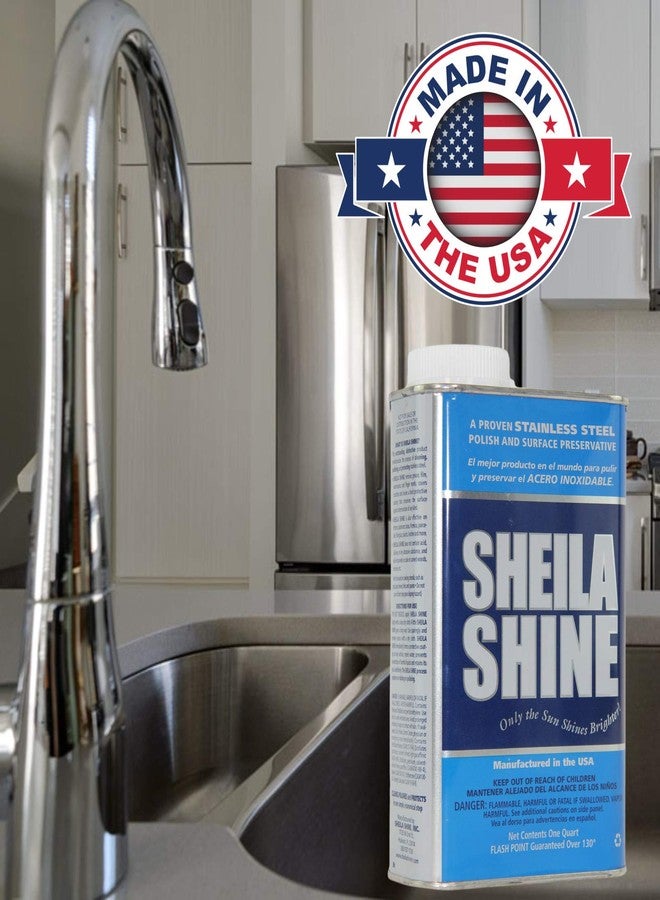 Sheila Shine شيلا شاين، عبوة سعة 1 كوارت، منظف وملمع للفولاذ المقاوم للصدأ منخفض المركبات العضوية المتطايرة، يحمي أسطح المطبخ المنزلية، ويزيل البقع المتبقية والشحوم، ملمع ومنظف للفولاذ المقاوم للصدأ للأجهزة والثلاجات والأفران. - Image 3