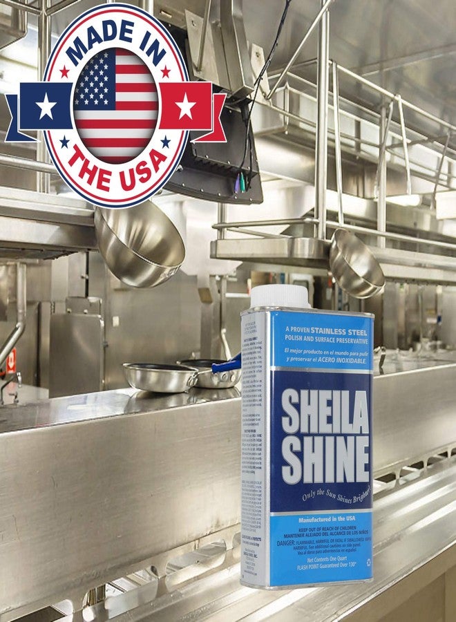 Sheila Shine شيلا شاين، عبوة سعة 1 كوارت، منظف وملمع للفولاذ المقاوم للصدأ منخفض المركبات العضوية المتطايرة، يحمي أسطح المطبخ المنزلية، ويزيل البقع المتبقية والشحوم، ملمع ومنظف للفولاذ المقاوم للصدأ للأجهزة والثلاجات والأفران. - Image 4