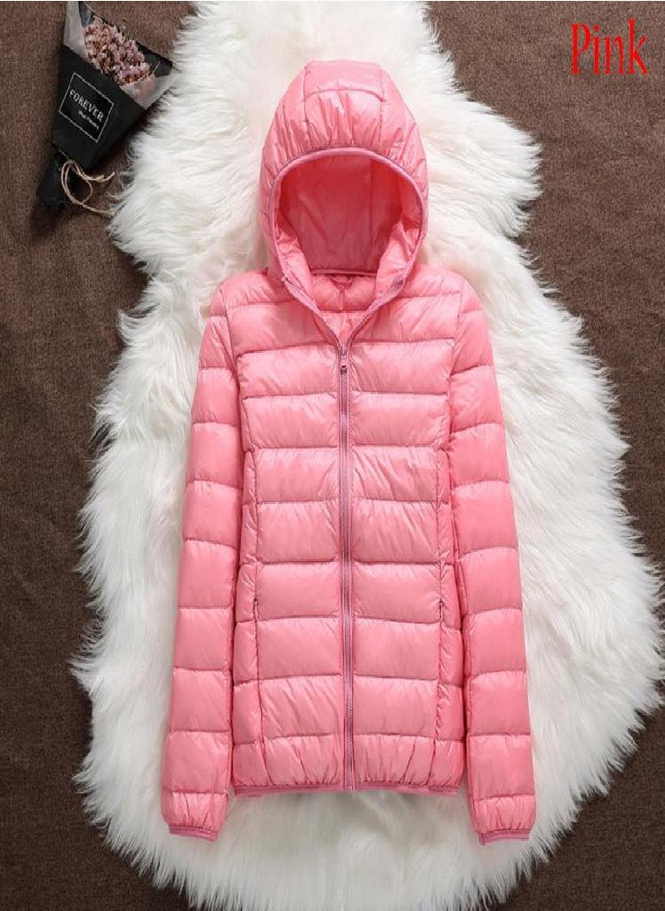 Eckek - Women Casual Windproof Parka White Duck Down Jacket Coat Hooded Warm Autumn Winter - Image 1