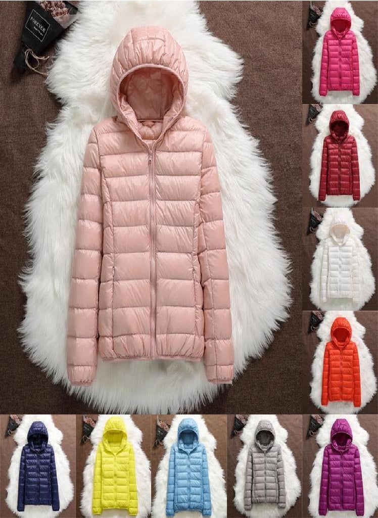 Eckek - Women Casual Windproof Parka White Duck Down Jacket Coat Hooded Warm Autumn Winter - Image 1