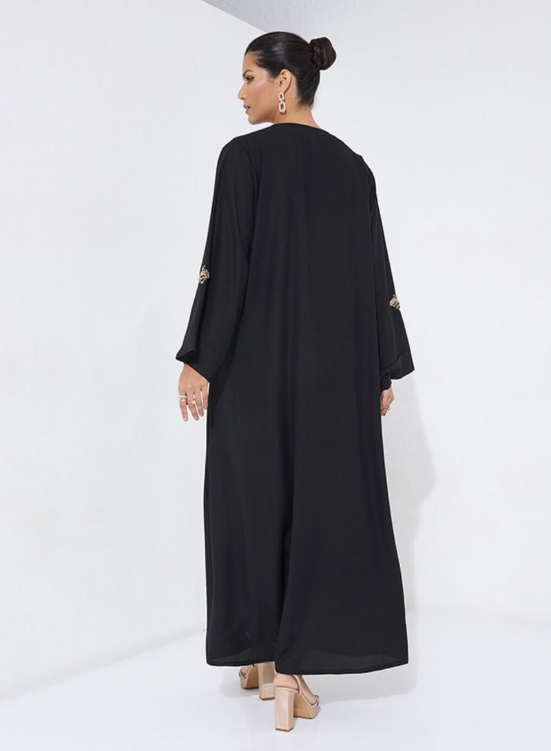 Rosette Abaya Embroidered Abaya With Gold Bee design - Image 3