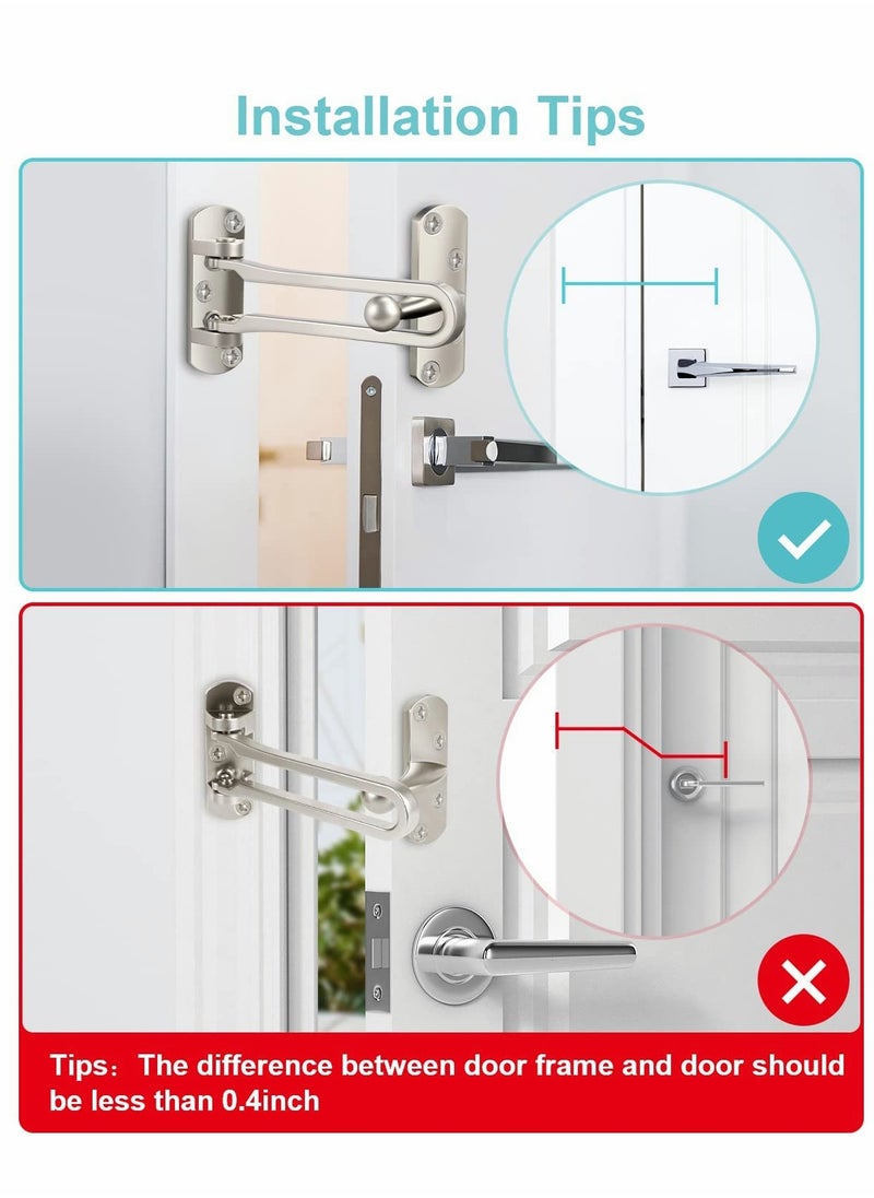 Excefore - Hotel Anti-Theft Buckle, Door Lock Swing Rod Door Guard for Front and Inner Doors Thickened Solid Zinc Alloy Reinforced Locks for Home Security Door Locks Reinforced Door Stoppers 2 Pack - Image 1