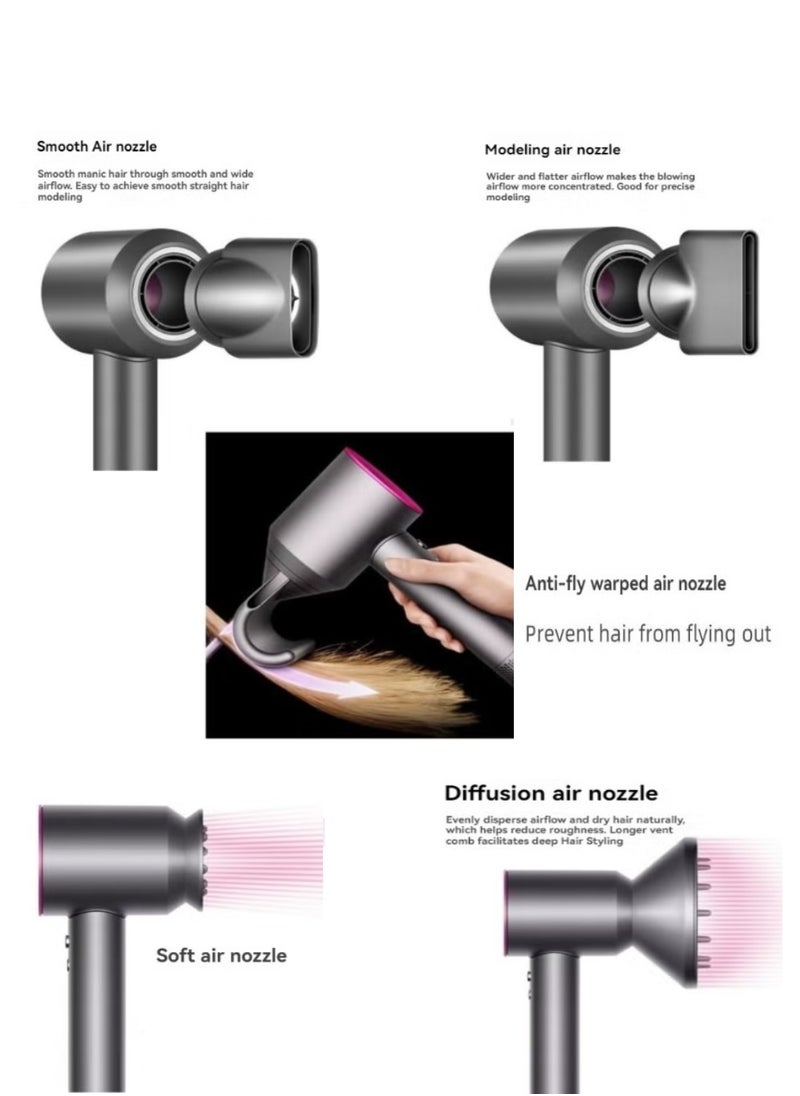 Changli - Professional Brushless, Portable Blow Dryer Fast Drying for Salon Look 1600W, 3 Speed,4 Heat Settings with 5 Magnetic attachments for Quick Drying and efficient Styling - Image 1