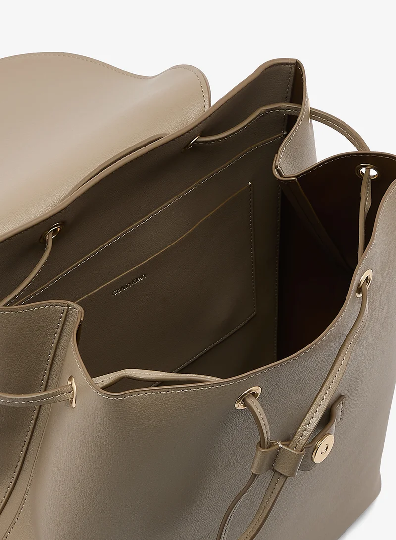 Calvin Klein Desert Taupe Large Foil Logo Flap Backpack for Women | Best Price UAE