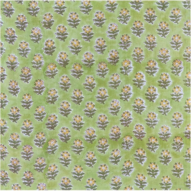 AVKA Studio Soft Washable Thin Cotton Dinner Napkins 18x18 inches  Set of 12  Everyday Use or Dinner Party and Events  Green and Yellow Floral Lightweight Indian Block Print Fabric - Image 5