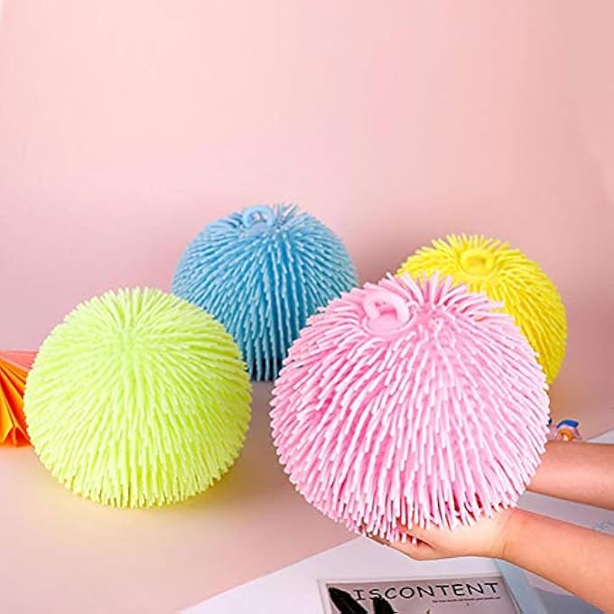 Sunisfa TPR Stress Relief Ball Shiny Elastic Puffer for Children and Adults, Reduce Anxiety and Increase , Ideal for Add ADHD, Autism, with Hook for Swinging (20x20 cm) - Image 4