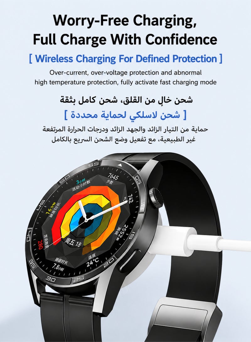 Zoekey Huawei Watch Smart Charger Magnetic Wireless Charger USB A To USB C 1M Charging Cable Compatible With GT6 GT6 Pro GT5 GT5 Pro GT4 GT3 GT2 Pro Watch 4 Watch 3 Ultimate Cyber Portable Replacement Charger For Home Office Travel Stable Daily Charging - Image 5