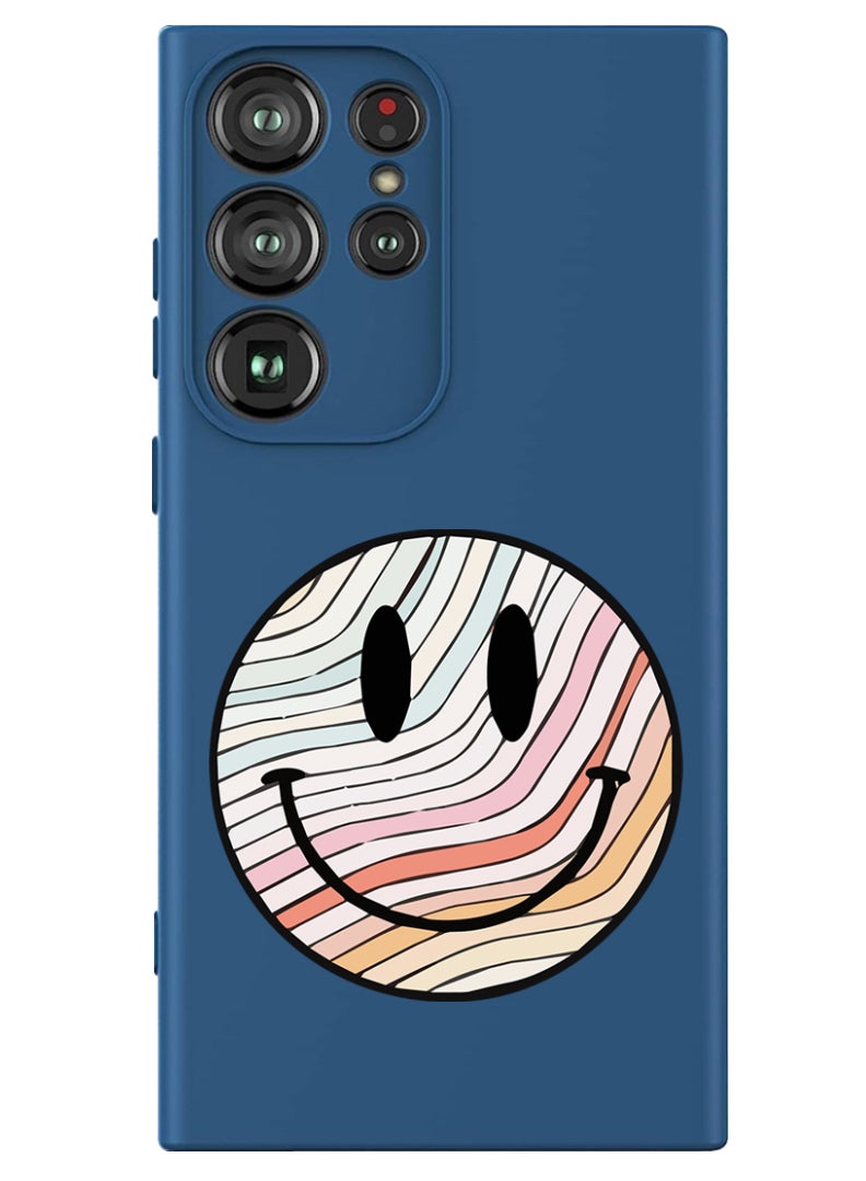 Theodor Protective Slim Fit Case Liquid Silicone Cover with Full Body Protection Anti-Scratch Shockproof Case For Samsung Galaxy S24 Ultra (Blue) - Smiley - Image 1