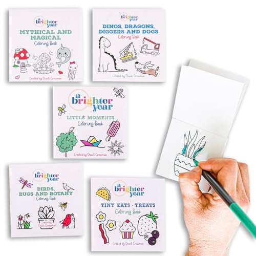 A Brighter Year The Original Adult Mini Coloring Book - 5-Piece Variety Pack - 3” x 3” Pocket Size, 50 Pages, Lay Flat Binding, Thick Paper - No Bleeding - Stress & Anxiety Relief - Relaxation, Gift - Image 1
