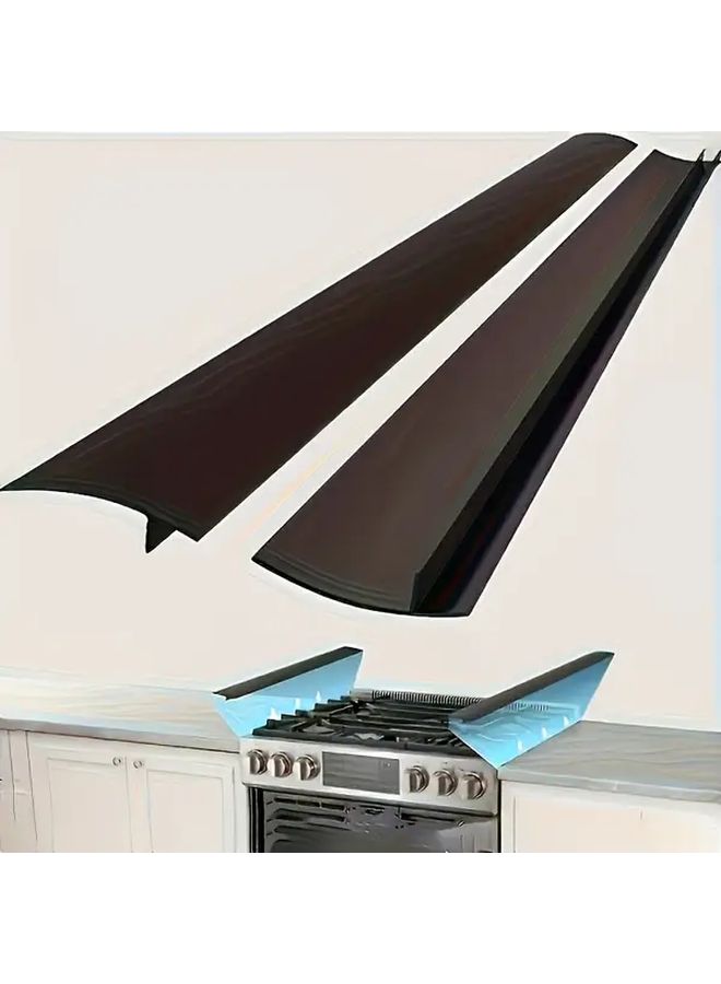 2pcs 21 Inch Stove Gap Cover Black Heat Resistant Kitchen Counter Protector Easy Clean - Image 1