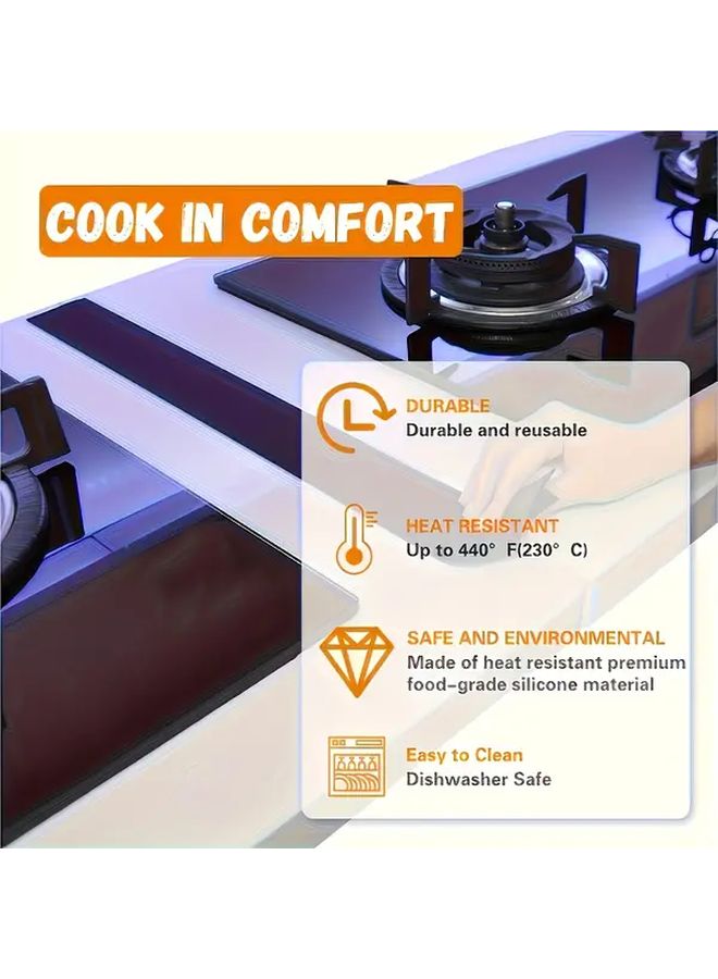2pcs 21 Inch Stove Gap Cover Black Heat Resistant Kitchen Counter Protector Easy Clean - Image 2