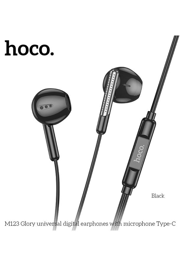 hoco. M123 Glory Universal Digital Earphones with Microphone Type-C(Black) - Image 3