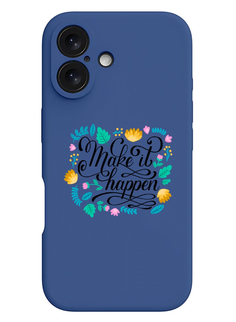 Theodor iPhone 16 Plus Blue Protective Slim Fit Case Liquid Silicone Cover with Full Body Protection Anti-Scratch Shockproof Case For iPhone - make it Happen - Image 1