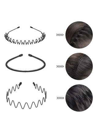 6 Pieces Metal Headbands Wavy Hairband Spring Hair Hoop Sports Fashion Hair Bands Unisex Black Elastic Non Slip Simple Headwear Accessories - view 2