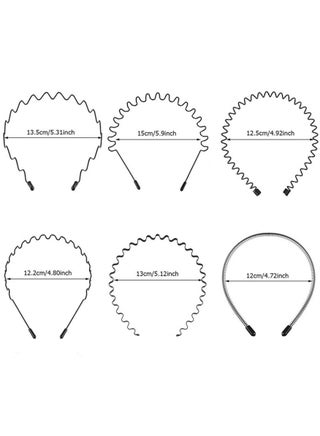 6 Pieces Metal Headbands Wavy Hairband Spring Hair Hoop Sports Fashion Hair Bands Unisex Black Elastic Non Slip Simple Headwear Accessories - view 3