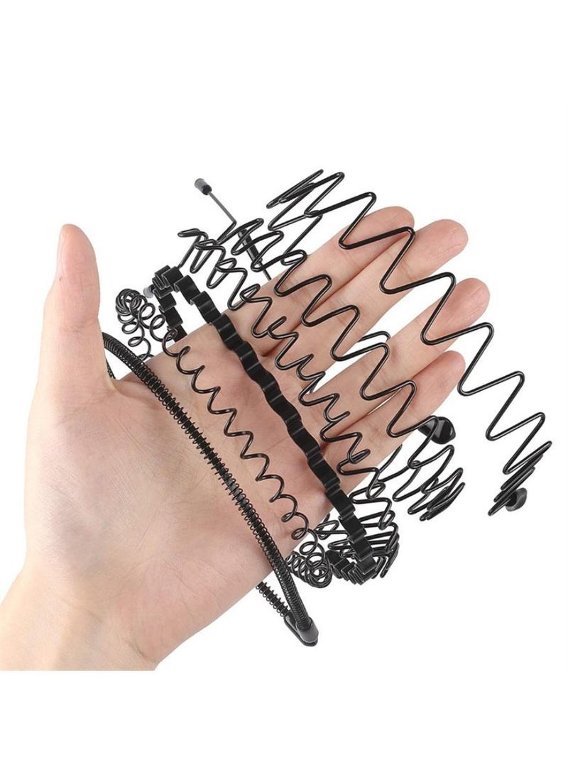 خاجول 6 قطع من عصابات الرأس المعدنية المموجة، طوق شعر ربيعي، عصابات شعر رياضية عصرية للجنسين، لون أسود، مرنة غير قابلة للانزلاق، إكسسوارات بسيطة لأغطية الرأس - Image 4