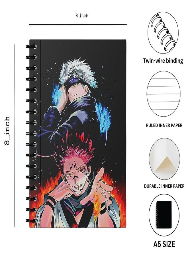zenithink دفتر ملاحظات زينيثينك جوجوتسو كايسن بتصميم شخصيات الأنمي | ورق 80 غ/م² مع غلاف مقوى 350 غ/م² | مسطر بخطوط مفردة | 160 صفحة | مقاس A5 | تجليد حلزوني | متعدد الاستخدامات للمدرسة والمنزل والمكتب | - Image 5