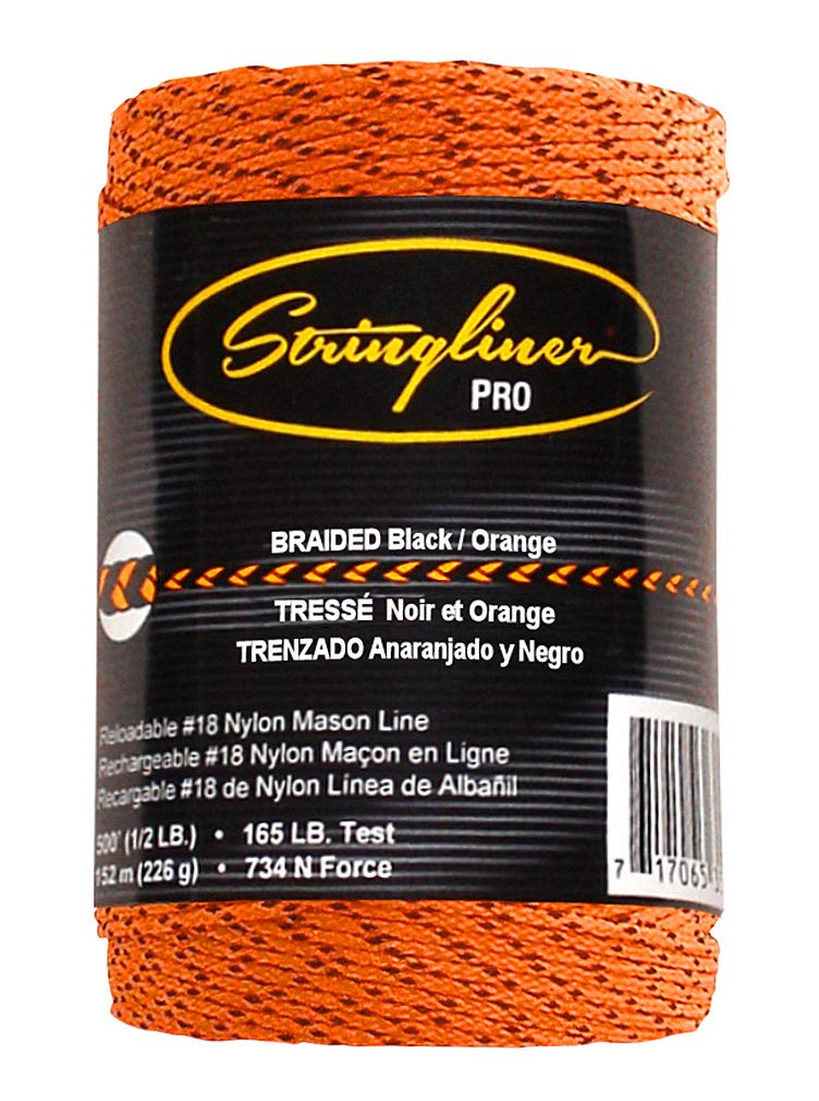 Stringliner Braided Mason Line Replacement Roll Contractor Pack 500' - Black/Orange (Pack of 6) - SL35491CPK - Image 2