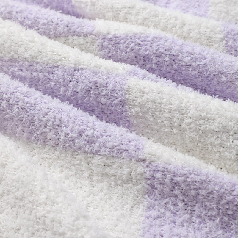 bearberry bearberry Fuzzy Checkerboard Grid Throw Blanket Soft Cozy Warm Microfiber All Season Blanket Decor for Couch Sofa Bed Travel Home (Purple  50''x60'')  - Image 3