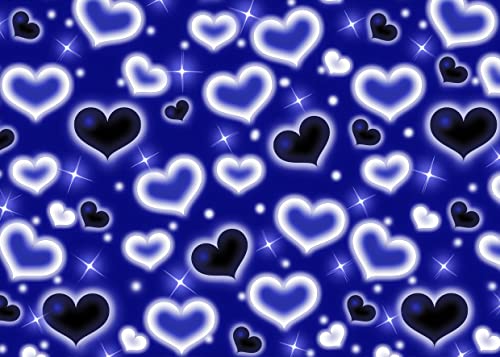 LYCGS 7x5ft Blue Heart Backdrop 90s Backdrops for Photoshoot Valentines Decor Banner Birthday Props X-89 - Image 1