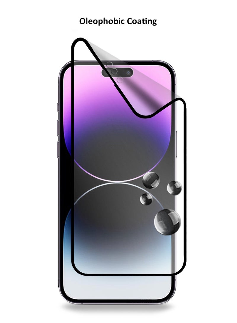 دبليو تيك ابل ايفون 14 برو ماكس 9D نانو سيراميك مضاد لبصمات الأصابع تغطية كاملة واقي شاشة غير لامع مرن (MSCNMN) - شفاف / أسود - Image 4