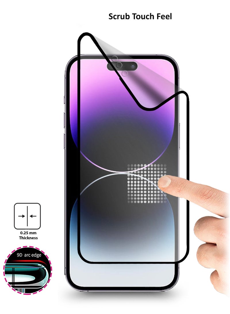 دبليو تيك ابل ايفون 14 برو ماكس 9D نانو سيراميك مضاد لبصمات الأصابع تغطية كاملة واقي شاشة غير لامع مرن (MSCNMN) - شفاف / أسود - Image 3