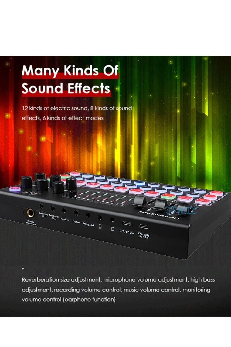 Broadcast Sound Card, 8 Sound Effects 10 Special Effects Noise Cancellation Sound Mixer, for DJ, Singing, Live Streaming  - Image 3