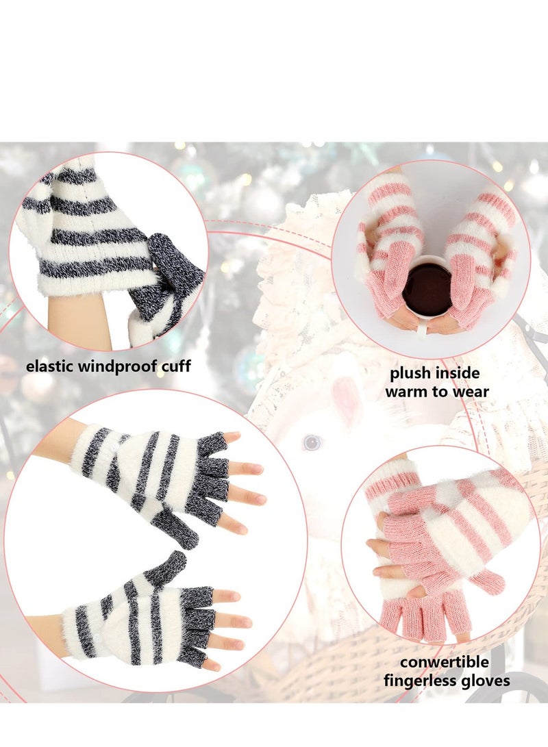 Cozy Convertible Fingerless Gloves for Men and Women Warm Wool Mittens for Cold Weather - Image 3