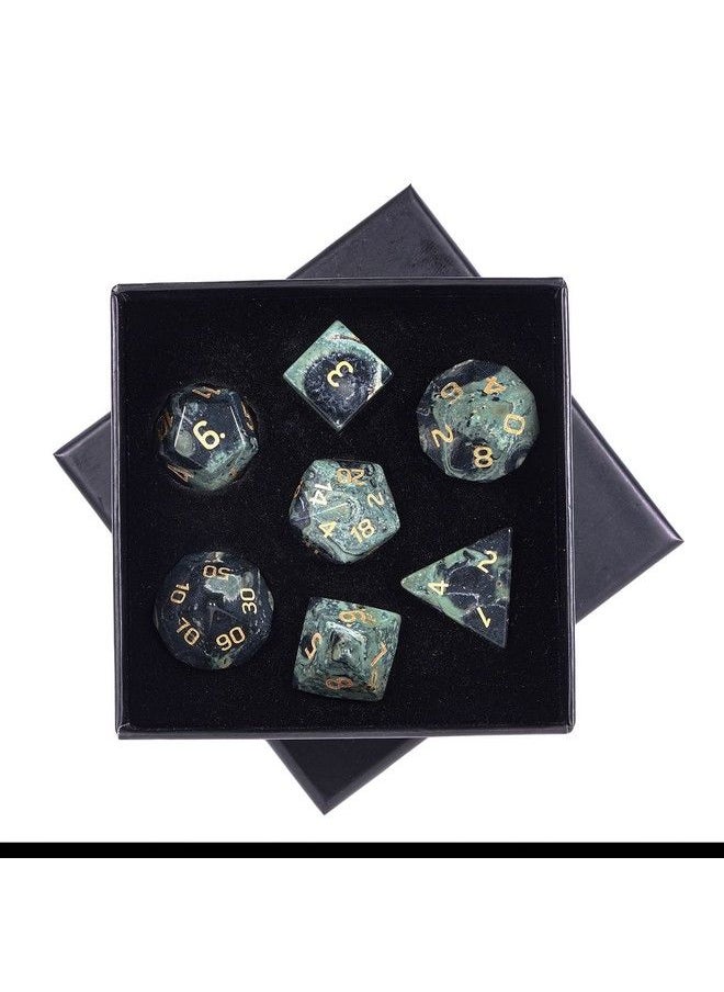mookaitedecor 7 Pcs Kambaba Jasper Crystal Polyhedral Dnd Dice Set Polished Tumbled Stones Dices For Rpg Mtg Table Games Home Decoration  - Image 2