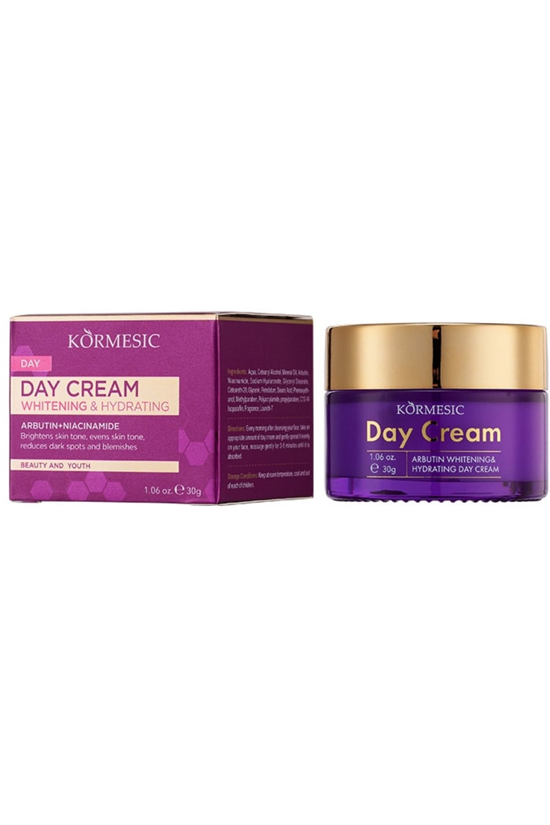 Kormesic Day Cream Whitening and Hydrating Cream Arbutin Niacinamide Brighten Skin Face Cream Anti Wrinkle Firming Repair Day Cream Moisturizing Hydration Cream Arbutin Day Cream Nourishing Cream 30g - Image 1