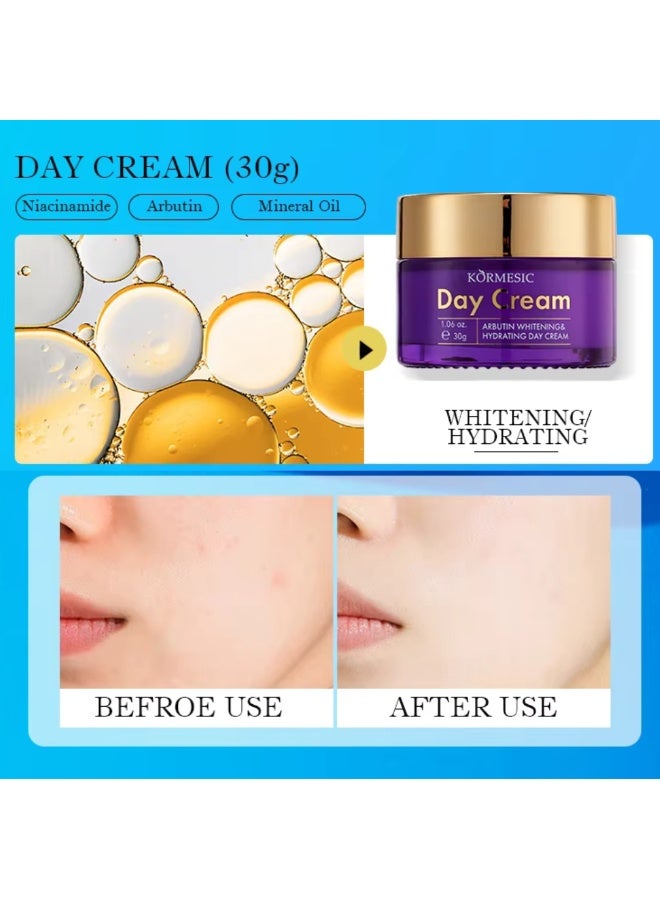 Kormesic Day Cream Whitening and Hydrating Cream Arbutin Niacinamide Brighten Skin Face Cream Anti Wrinkle Firming Repair Day Cream Moisturizing Hydration Cream Arbutin Day Cream Nourishing Cream 30g - Image 2