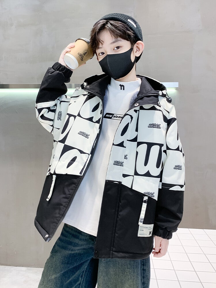Boys' Cotton-Padded Jacket Winter Arrival Medium And Large Children Boys' Winter Thickened Fleece-Lined Cotton-Padded Jacket Fashionable - Image 3