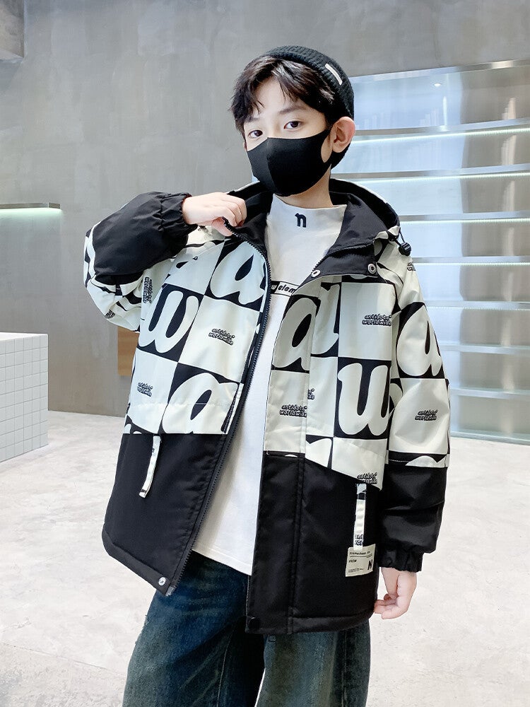 Boys' Cotton-Padded Jacket Winter Arrival Medium And Large Children Boys' Winter Thickened Fleece-Lined Cotton-Padded Jacket Fashionable - Image 5