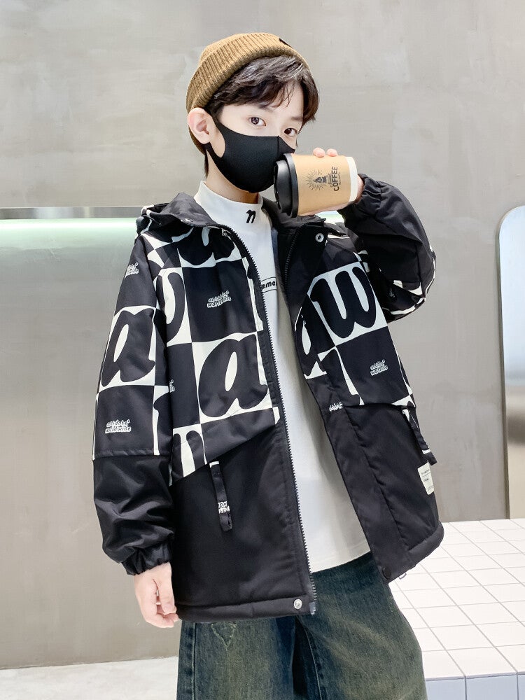 Boys' Cotton-Padded Jacket Winter Arrival Medium And Large Children Boys' Winter Thickened Fleece-Lined Cotton-Padded Jacket Fashionable - Image 4