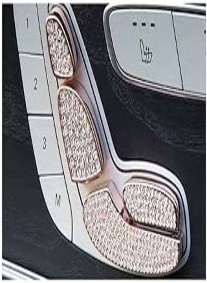 Mercedes C-Class 2016 to 2019 Car Seat Control Button Cover - Rose Gold, 7 Piece
