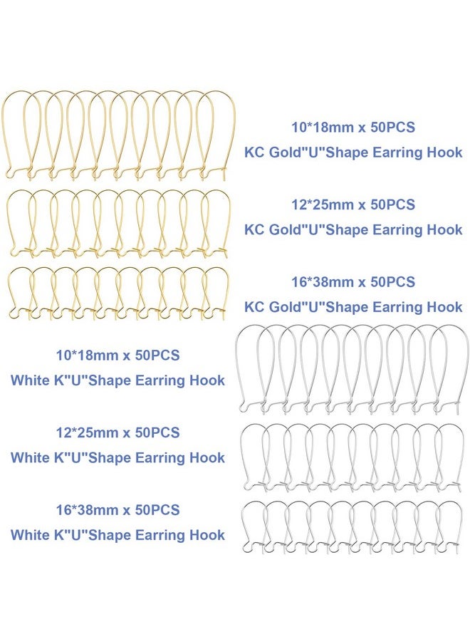 URSMART Ear Wire Hooks,300Pcs Earring Hooks Dangle Earring Kidney Ear Wires Earring Teardrop Ear Wire For Diy Jewelry Making  - Image 3