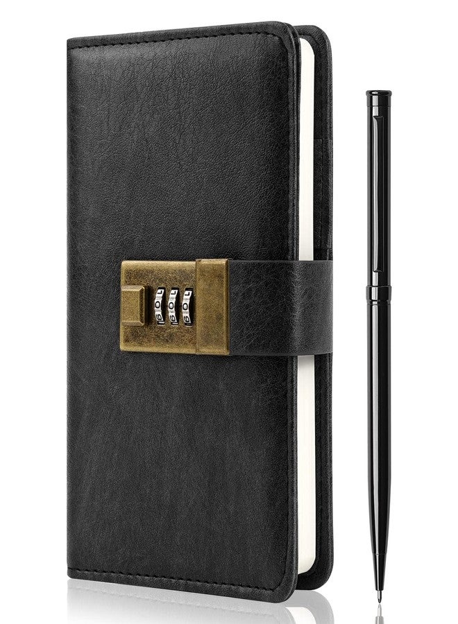 WEMATE Journal with Lock, Diary with Lock 240 Pages, Password Notebook, Pen & Gift Box - Perfect for Men and Women - 4.3X 6.18in Black Keep Your Secrets Safe - Image 1