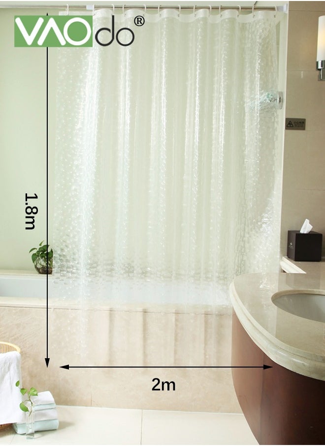 Cobblestone Pattern Waterproof Bath Curtain Mold and Mildew Resistant Plastic Shower Curtain with 12 Plastic Hooks 1.8*2M