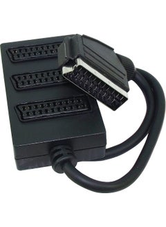 Scart Distributor 3-Piece Black (1 Male - 3 Female Scart)