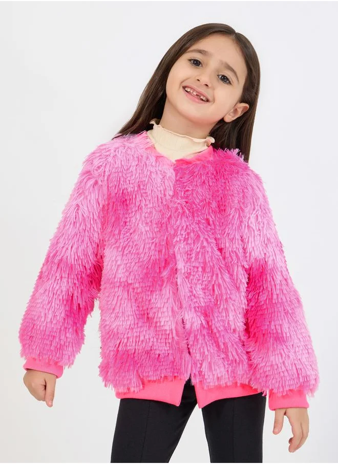 Styli Faux Fur Open Front Jacket