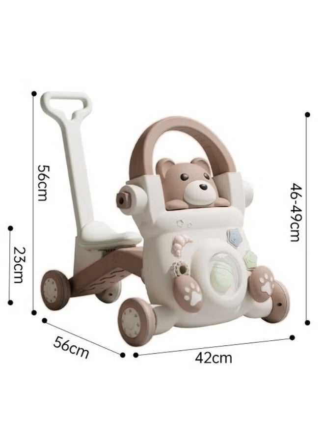 4-In-1 Sit-to-Stand Multi-Functional Baby Walker Turnable Stroller Scooter Trolley Learning Walker Kids Push Walkers Assemble as Cart/Scooter/Motorbike Push Walkers Toys with Music for Toddlers - Image 2