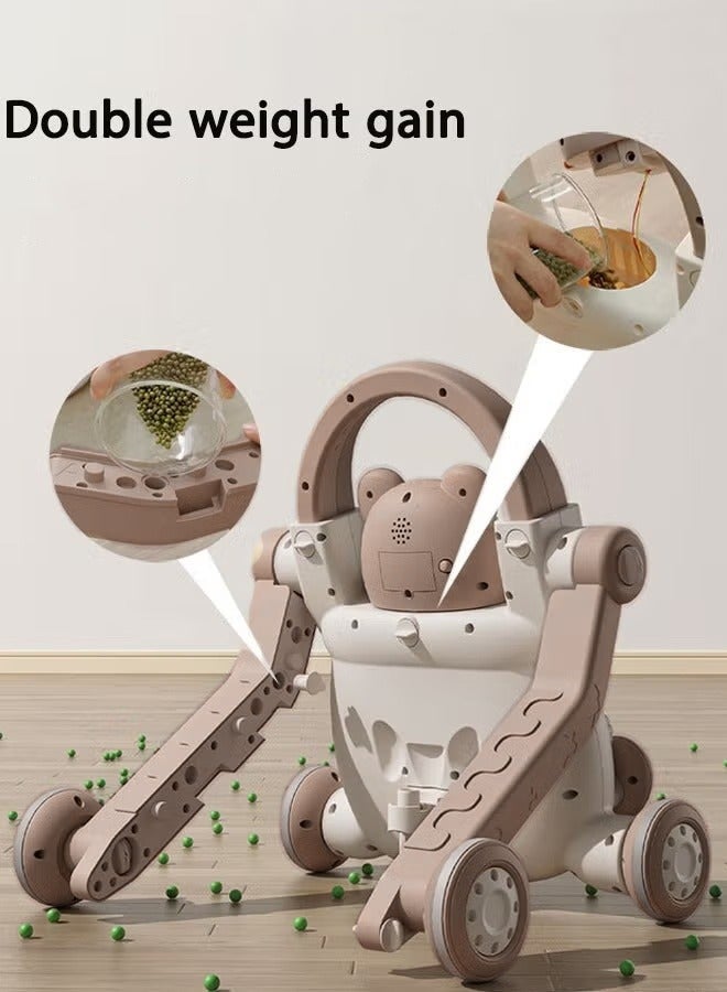 4-In-1 Sit-to-Stand Multi-Functional Baby Walker Turnable Stroller Scooter Trolley Learning Walker Kids Push Walkers Assemble as Cart/Scooter/Motorbike Push Walkers Toys with Music for Toddlers - Image 5